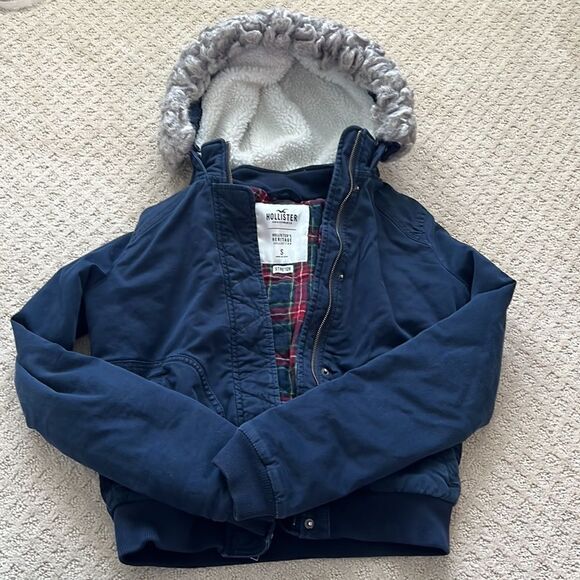 Hollister Heritage Collection Vintage Style Heavyweight Hooded Bomber Jacket Sm - Picture 8 of 13